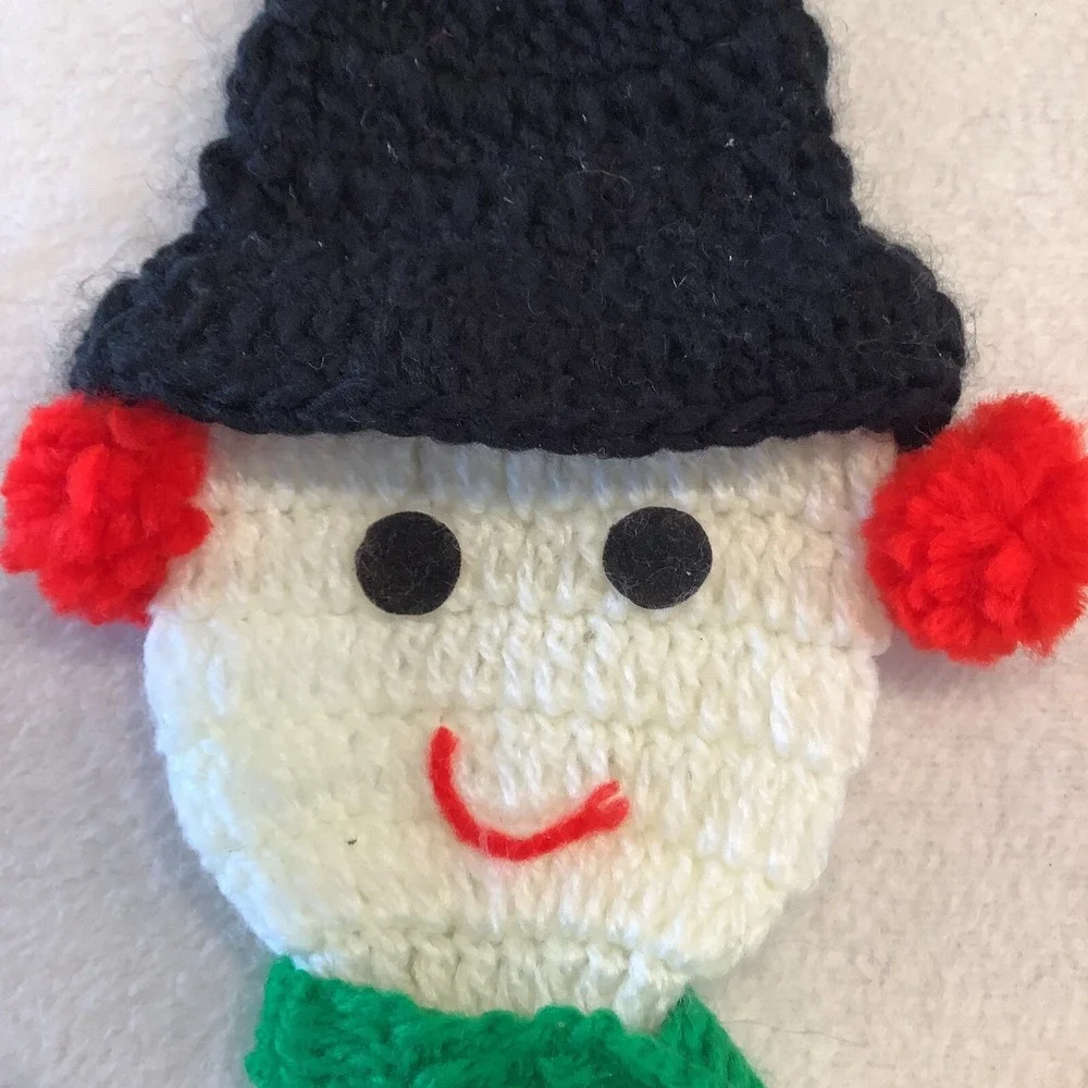 Set Of 2 Snowman Christmas‎ Stockings Handmade Crocheted Holiday